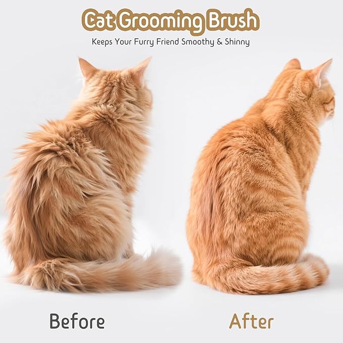 Cat Grooming Brush, Self-Cleaning Slicker Brush, Cat Brushes for Indoor Cats - Easily Removes Loose Undercoat, Pet Massage Tool Suitable for Pets with Long or Short Hair, Quick Clean (Pink)
