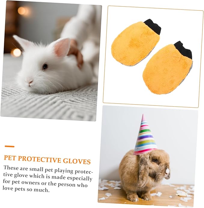 2pcs Pet Bite Resistant Gloves Thicken Protection Gloves for Hamster Bathing Grooming Training Soft Fleece Material for Comfort and
