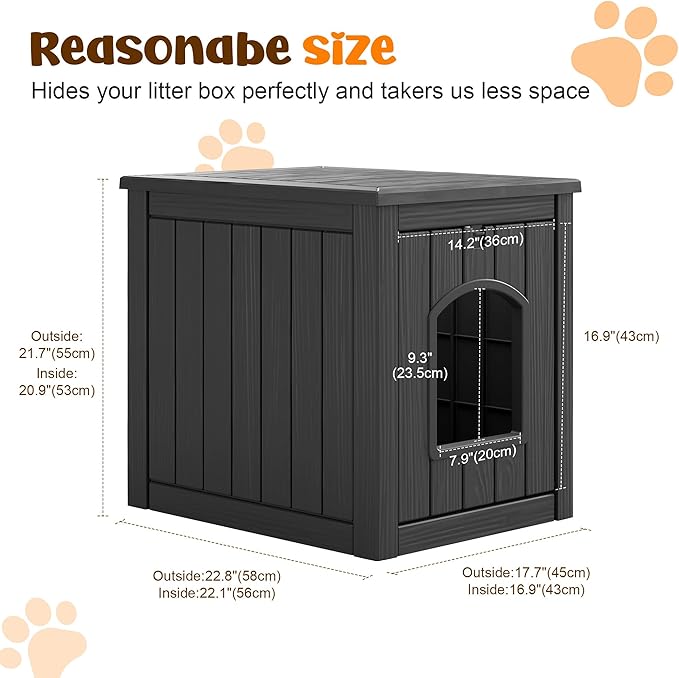 Fancyango Outdoor & Indoor Dog House for Weatherproof and Stylish Furniture, Dog House Outdoor, Multi - Use for Small and Medium Dogs (Classic Black, 22.8" L × 17.7" W × 21.7" H)