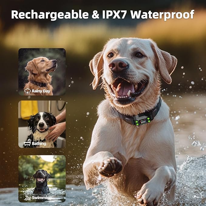 AEZ Smart Dog Collar, GPS Dog Tracker, Wireless Dog Fence System, GPS Fence Collar for Dogs with Beep Vibration Alert Modes, Radius 25-999 Yards for Over 15lbs Dogs, IPX7 Waterproof