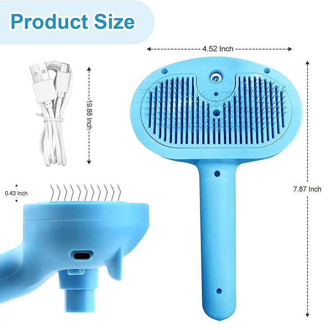 Cat & Dog Brush Set - Indoor/Outdoor Steam Brushes for Shedding Pets - Blue