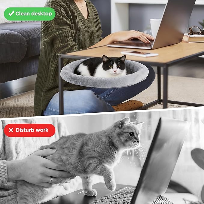 Cat Desk Bed - Adjustable Attachment Hammock Perch for Desks, Cozy Nest Design, Easy Mount Installation, Space-Saving Chair Bed for Cats, Supports Up to 45lbs, Perfect for Office & Home Use