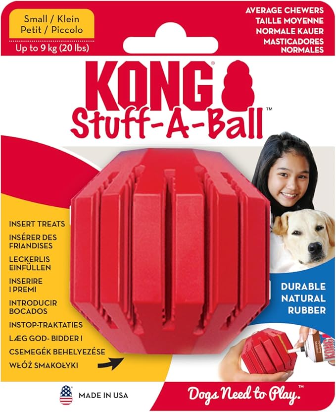 KONG Stuff-A-Ball - Durable Chew Toy for Dogs - Natural Rubber Dog Toy for Dental Health - Pet Toy for Chewing & Teeth Cleaning - Stuffable Toy for Dog Treats & Snacks - for Medium Dogs