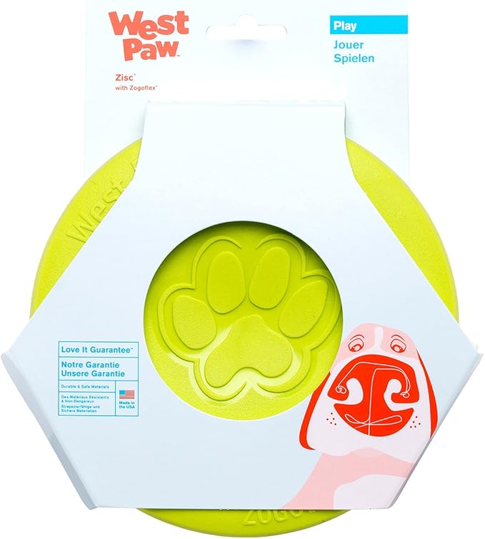WEST PAW Zogoflex Zisc Dog Flying Disc, Durable Lightweight Frisbee for Dogs & Puppies, Floatable Fetch Toy, Doubles as Food or Water Bowl, Small, Granny Smith