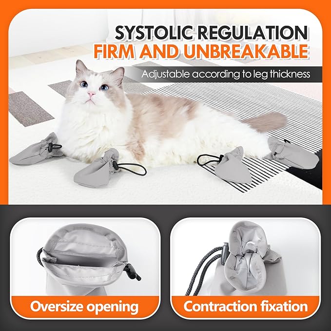 Cat Anti-Scratch Shoes, Cat Sofa Protect Waterproof Cat Claw Covers Dog Scratch Boots Adjustable Cat Paw Protector for Cat Grooming Bathing Shaving