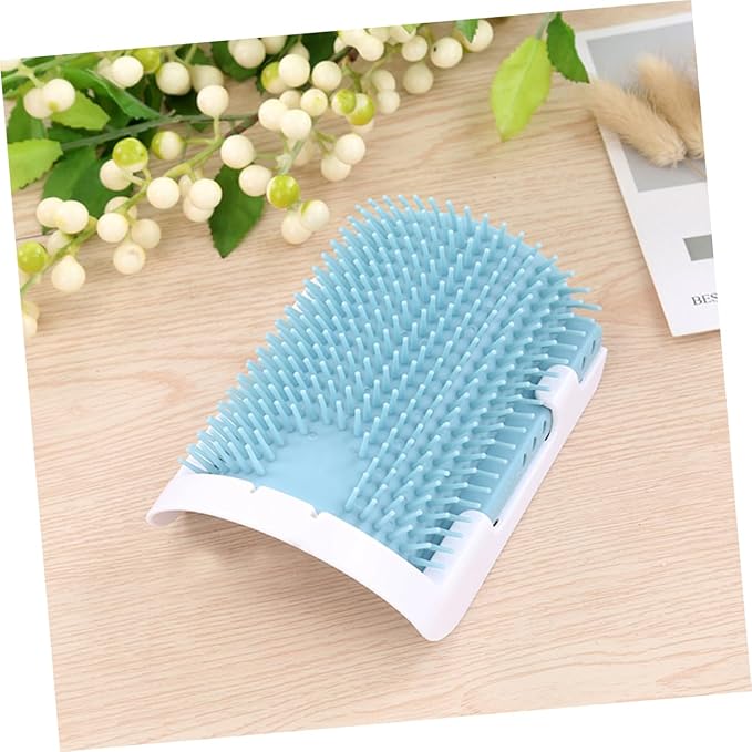 HEMOTON Cat Massage Self Grooming Brush with Rubber Bristles Light Mounted Handheld Cat Supplies for Self Cleaning Shedding Relief Relaxation