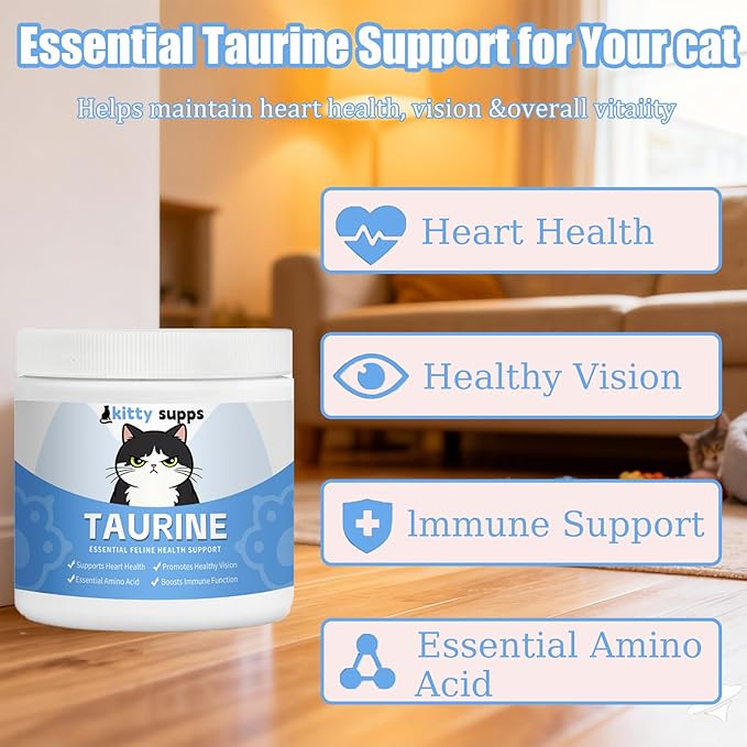 Taurine，Kitty supps Taurine Powder for Cats,Boost Energy & Vitality,Mix in Food, Water-Soluble,with Dosing Spoon (2)