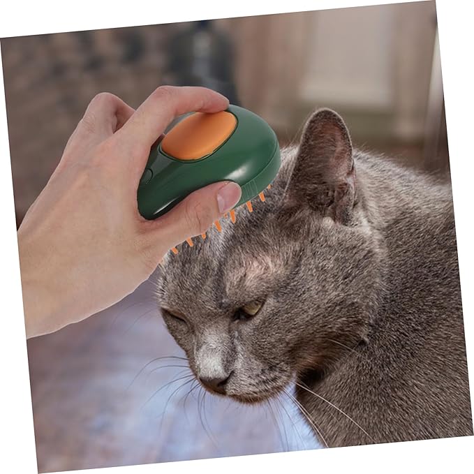 Totority Avocado Steam Cat Brush Cat Grooming Tool with Self Cleaning Feature Massage Function and Scrubber