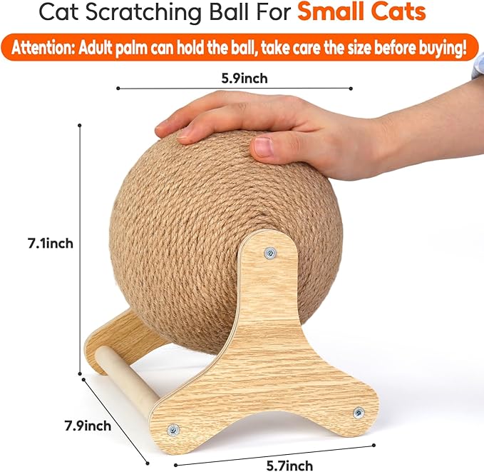 Sisal Cat Scratching Ball, Cat Scratcher Ball Toy with Stable Stand, Interactive Exercise Toy for Small Pet Interactive Exercise and Play