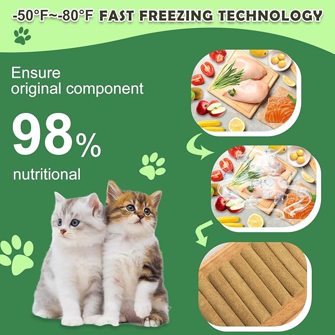 Cat Grass Teething Stick 80g - Freeze-Dried Chicken & Salmon Dental Cat Treats Hairball Control, High Protein Snacks for Kittens & Cats