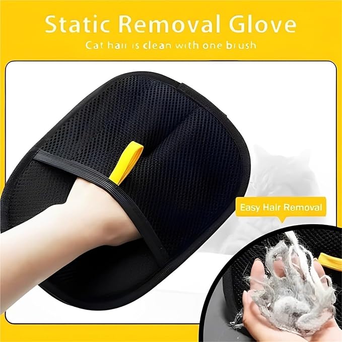 Static Removal Gloves for Pet Hair, Reusable Pet Hair Remover Gloves, Fur Brush Glove for Long and Short Hair, Cat Grooming Gloves(2PCS)