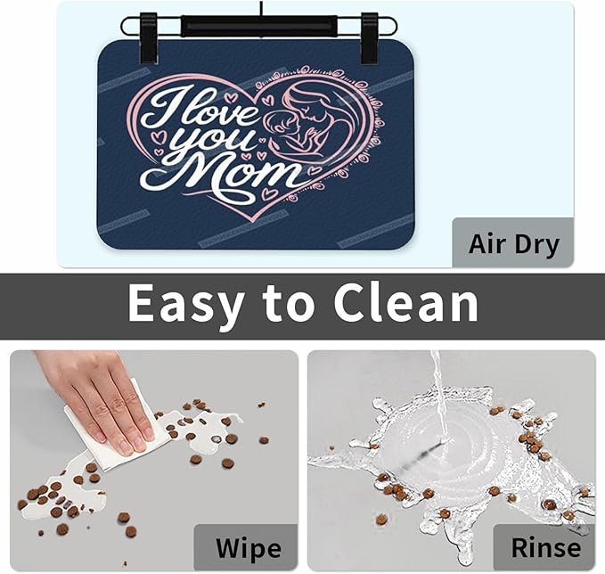 Dog Food Mat for Floors Absorbent Quick Drying Happy Mother's Day Floral Gift for Mom Km Pet Cat Food Mat Easy-to-Clean Pet Feeding Mats Dog Bowl Mats 24x16In