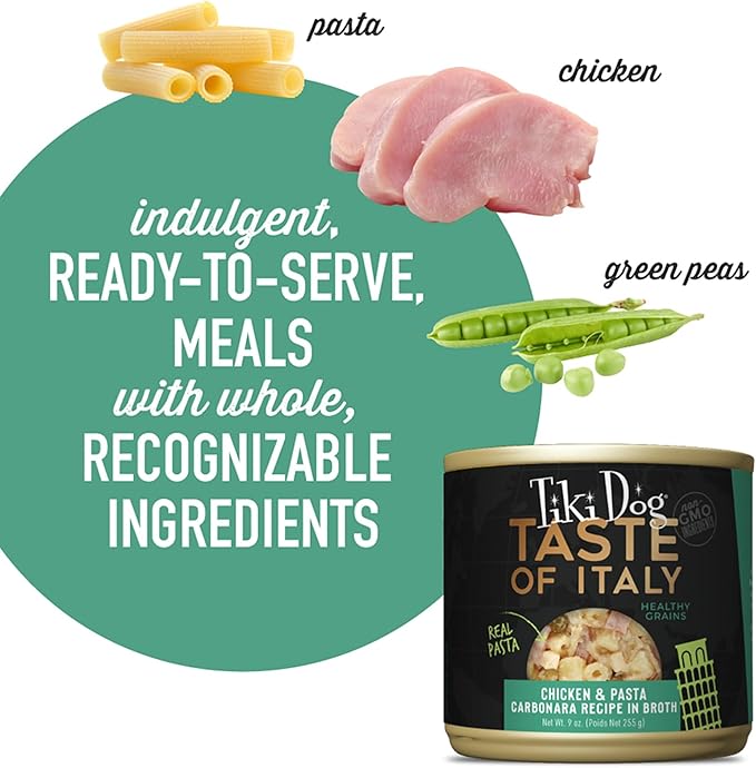Tiki Dog Taste of The World Wet Dog Food, Italy Chicken & Pasta, 9 oz. Can (8 Count)