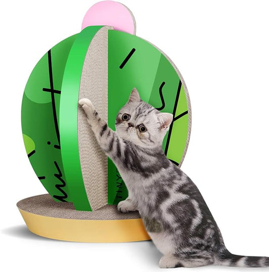 FluffyDream Cat Condo Scratcher Post Cardboard, Cactus Shape Cat Scratching House Bed Furniture Protector, Green Colour