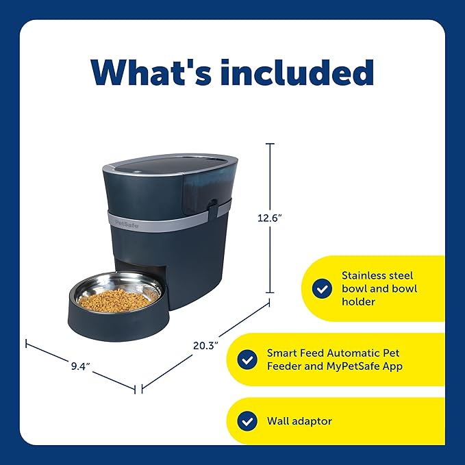 PetSafe Smart Feed Pet Feeder, Automatic Cat Feeder, Automatic Dog Feeder with App, Compatible With Alexa, Apple, Android, Backup Batteries For Power Outage, Black