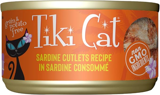 Tiki Cat Grill Wet Cat Food, Sardine Cutlets, 2.8 oz. Cans (12 Count)