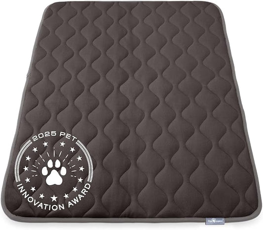 Paw Inspired Washable Padded Crate Mats for Dogs | 47” x 29” Pad, Fits 48-inch Kennels | Leakproof, Waterproof Bottom, Plush Pet Beds (Gray)