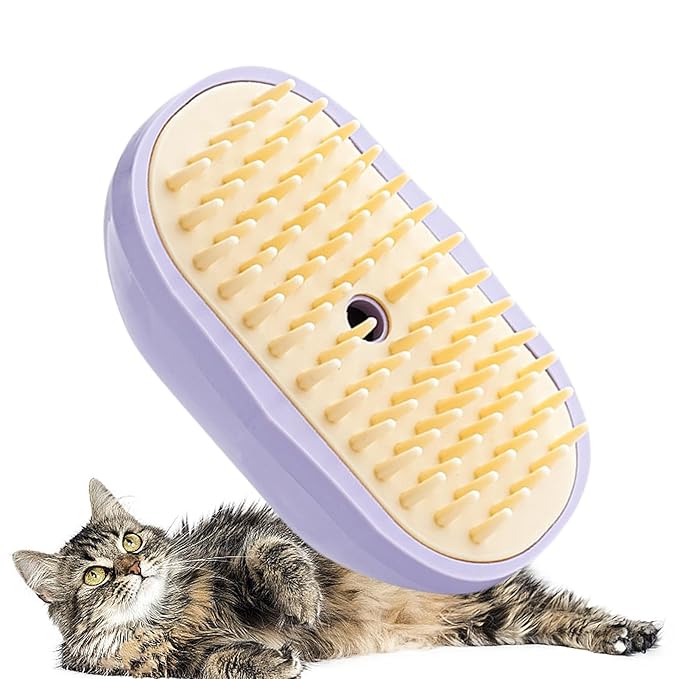 Pet Steamy Brush, Type C Rechargeable Pet Grooming Comb, Electric Massage Cat Dog Hair Care Tool, Portable Pets Cleaning Brush Accessory, for Small Medium Large Kitten Puppy Home Use