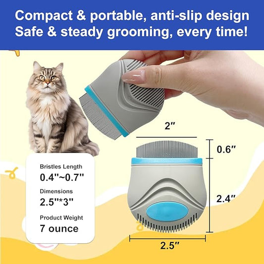 Dogs & Cats Grooming Flea Comb, Stainless Steel Pet Comb with Round Teeth for Matted Hair, Eye Booger Tear Stain Remover Tool for Small Large Dogs Pet Supplies