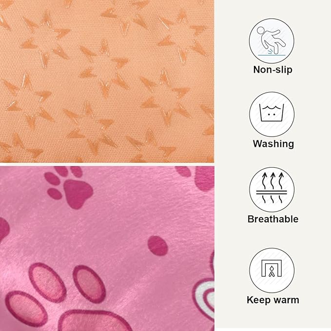Dog Bed for Crate Washable Pet Sleep Pad, Dog Paw Prints Kennel Mat with Non-Slip Bottom, Soft Fluffy Supplies Pet for Dogs and Cats (24x18 inch)