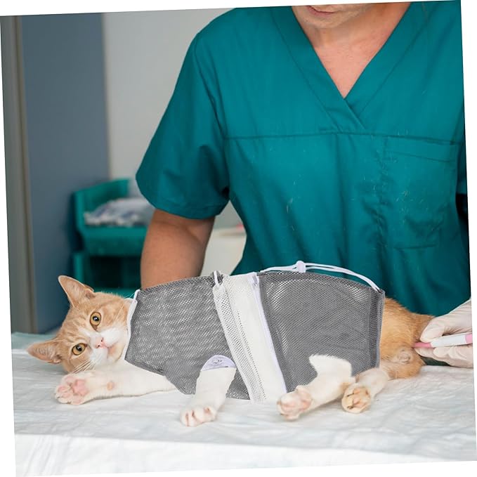 BESPORTBLE Cat Grooming Bag Adjustable Mesh Bathing Nail Trimming for Cats Tough Double Mesh Design for Biting Scratching Resistance for Grooming and Medical Care