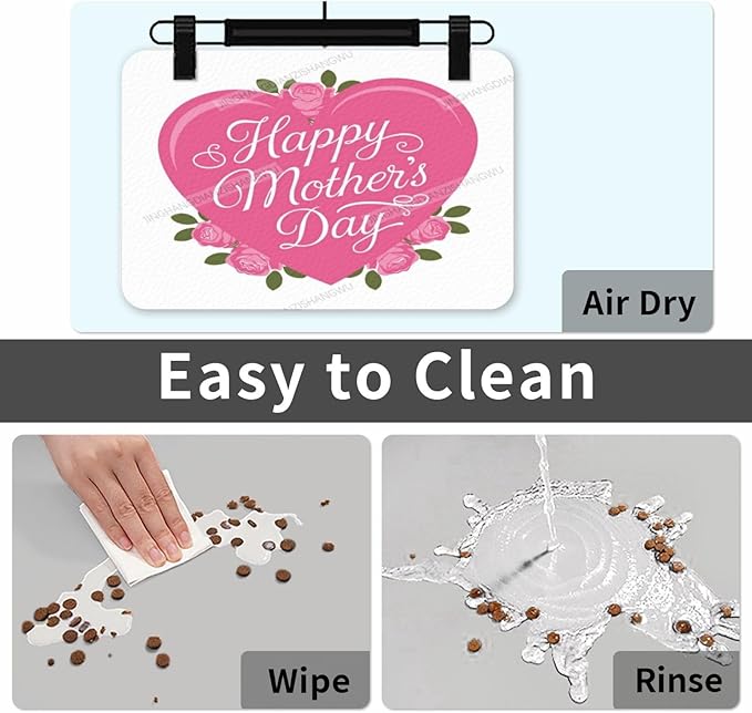 Pet Feeding Mat for Dogs Cats Happy Mother's Day Floral Gift for Mom Di Absorbent Dog Food Mat Non-Slip Waterproof Placemat Quick Dry Pet Supplies Bowl Mats