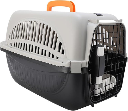 AYNEFY Dog Travel Supplies Easy to Assemble Portable Dog Carrier with Ample Space and Excellent Ventilation for Outdoor Travel and Vet Visits Plastic Pet Carrier (Black)