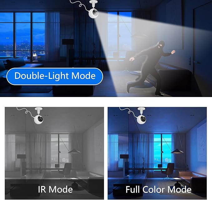 5G Cameras for Home Security Indoor/Outdoor Camera for Dog/Cat/Pet/Nanny/Baby, Baby Monitors with Phone App, IP66 Waterproof, Color Night Vision, White Light, Bell Siren, 24/7 SD Recordings- 2 Pack