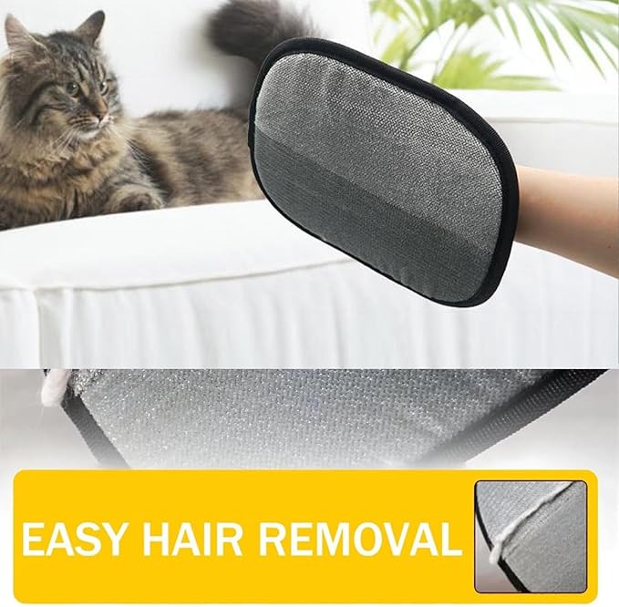 Pet Hair Remover Electrostatic Gloves, Pet Hair Remover Glove, Reusable Cat & Dog Grooming Mitten, Animal Fur Removal Tool for Couch, Furniture, Carpet, Car Seat (2PCS)