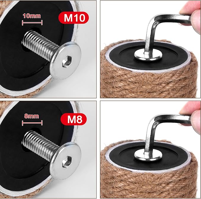 Cat Scratching Post Replacement M10 Screws，M10 and M8 Screws for Cat Scratching Post with Allen Wrench 4PCS Threaded Bolt and 4PCS Screw, Not Include Cat Scratch Post(16 pcs)