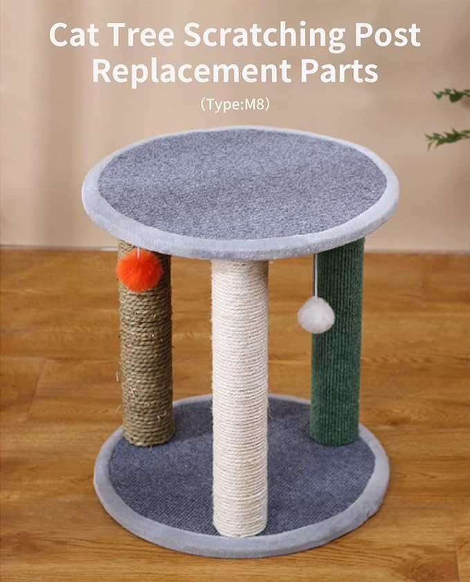 BNOSDM 6 Pack M8 15”x2.75” Cat Tree Scratching Post Replacement Parts for Indoor Cats Tower Rope Scratch Poles Refill Sisal Pole Part for Refurbishment Accessories Spare Green