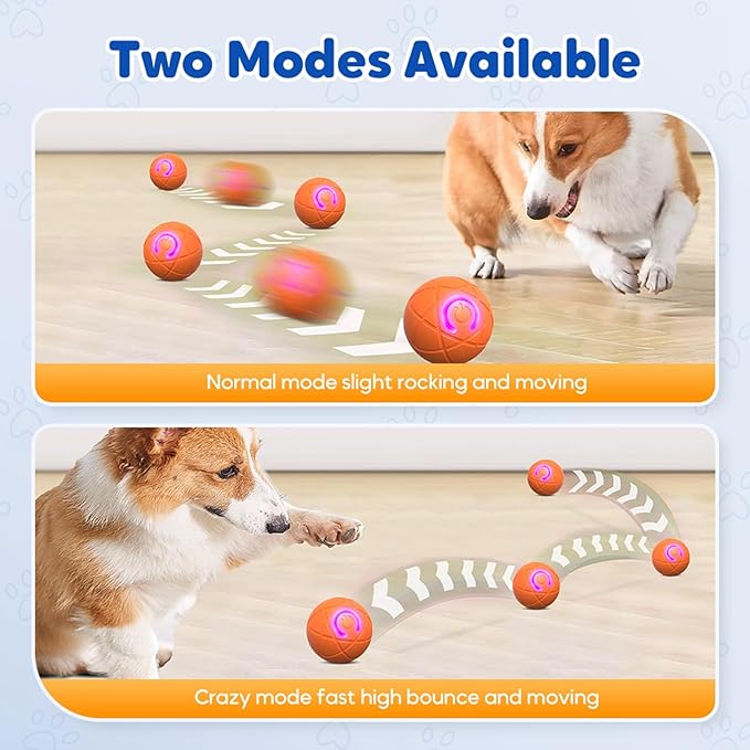 Interactive Dog Ball, 2026 Upgraded Activated Automatic Rolling Balls for Dogs, Self Moving Vibrating Smart Jumping Bouncing and Rotating Pets Toy to Keep Them Busy (HOT-2PC)