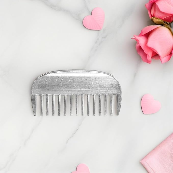 Dog and Cat Grooming Comb Metal Aluminum Deshedding Brush Wide Teeth Pet Hair Removal Comb for Long and Short Hair Pets Silver