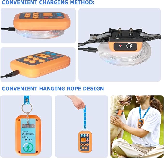 DOTSTAR Dog Wireless Fence Training Barking Collar 3-in-1 Pet System, Remote Automatic Voice-Activated No Barking Device, Electric Training Fence Dog Container, Wireless Charging Waterproof Collar
