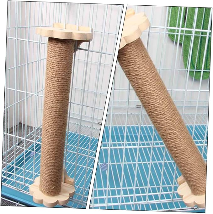 Cat Scratching Post Sisal Indoor Kitten Scratcher with Solid Wood Core 40cm Sturdy Wear-Resistant Scratching Pole for Cage and Home Use