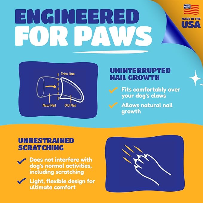 Soft Claws Nail Caps for Dogs with Non-Slip Design Made in USA - 40 Dog Nail Covers for Long-Lasting Protection of Floors and Furniture - Black, X-Large