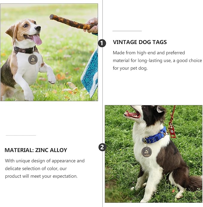 LIOOBO 3pcs Vintage Bronze Dog Id Tags Retro Pet Identity Tags for German Shepherd Collar Accessories Pet Supplies