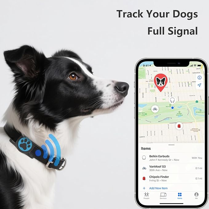 2-Pack Airtag Holder for Dog Collar, Waterproof Silicone Protective Case Cover, Anti-Lost Tracker Universal Fit for All Width Pet Collars(Black&Blue)
