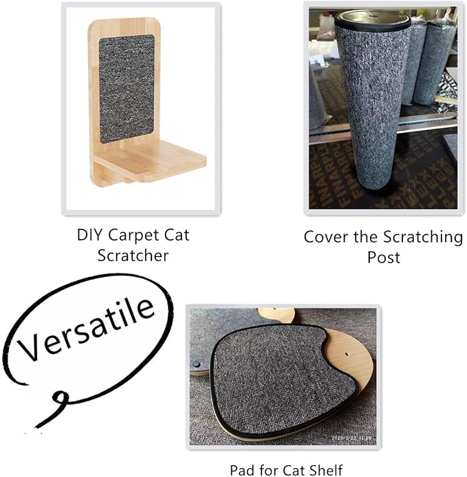 SHENGOCASE 157.5"x15.8" Trimmable Self-Adhesive Carpet Mat Pad Replacement for Cat Tree Shelf Shelves, Cat Wall Furniture Steps, Carpet Scratching Post Scratcher Couch Protector (Cyan)