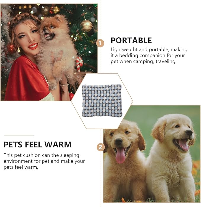 2pcs Blue Polka Dot Pet Sleeping Mats, Fluffy Dog Blanket and Comfortable Crate Mat, Warm Sofa Cushion Pad for Dogs and Cats, Indoor Winter Pet Bed Supplies