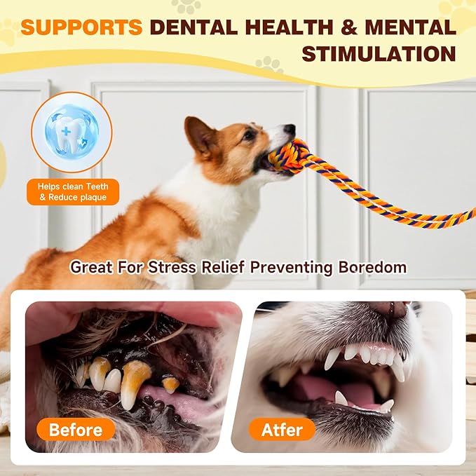 Interactive Tug-of-War Dog Toy with Strong Gel Suction Cup，Durable rope and orange chew ball，The indestructible enrichment puzzle, built for aggressive and busy chewers，For small to medium dogs