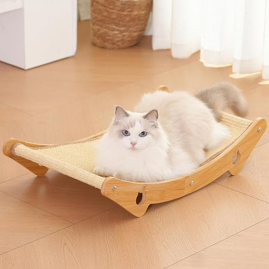 Sisal Cat Scratcher Bed for Natural Wood for Indoor Cats, Natural Sisal Mat Hammock for Kittens and Adult Cats,Extra-Larger Cat Scratching Post/Board/pad