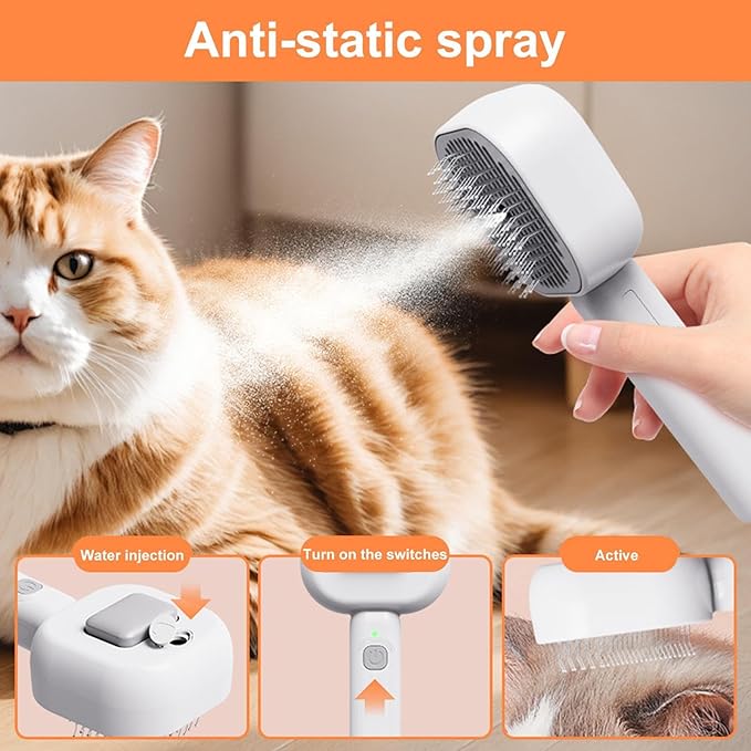 Cat Steaming Brush - Multifunctional Gentle Detangling, Non Irritating Hair, Water Spray Grooming Tool, Pet Care Accessory | Long Short Coat Dogs Puppy for Long Short Coat Dogs Puppy