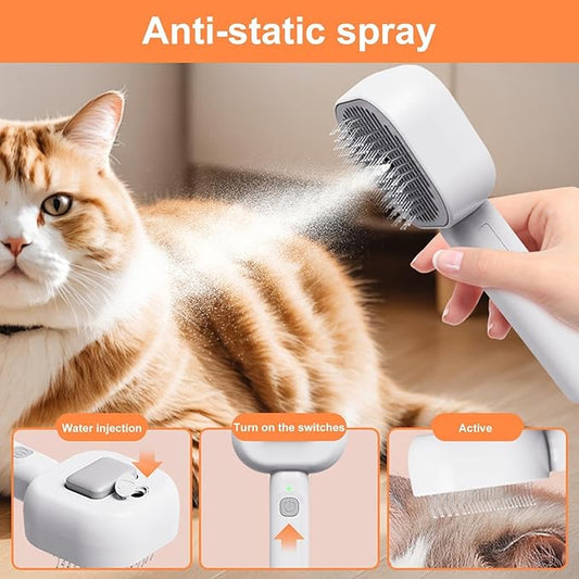 Cat Steaming Brush - Multifunctional Gentle Detangling, Non Irritating Hair, Water Spray Grooming Tool, Pet Care Accessory | Long Short Coat Dogs Puppy for Long Short Coat Dogs Puppy