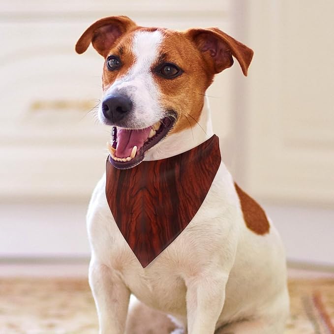 Dog Bandana Spring Pet Scarf Adjustable Triangle Red Wood Printing Dog Bib Washable Polyester Puppy Bandana for Small Medium Large Dogs Cat Birthday Party Supplies