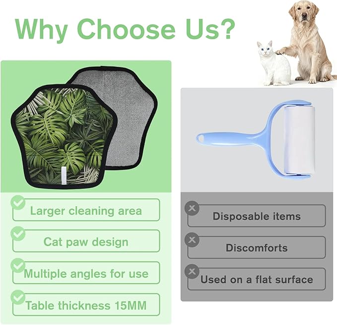 Vibrant Palm Leaves Electrostatic Pet Hair Removal Glove for Cats & Dogs - Reusable Grooming Mitt for Couch, Carpet, Car Seat & Laundry - Large 9x9 Inch