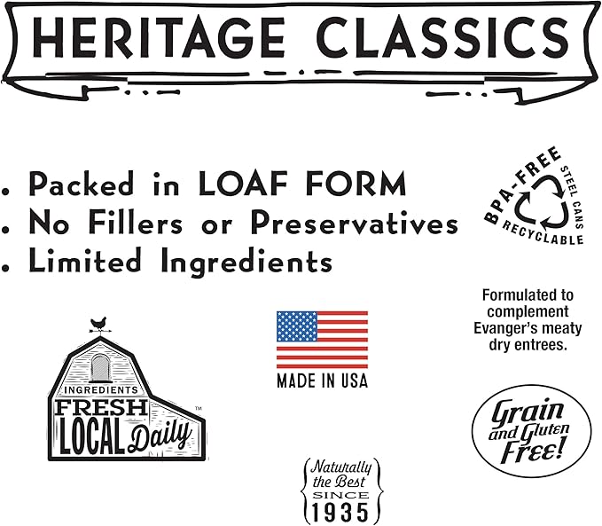 Evanger's Heritage Classics Beef It Up Dinner for Cats – 24 Count, 5.5 oz Each – Market Fresh Beef, Grain Free, Limited Ingredients, Traditional Loaf Style