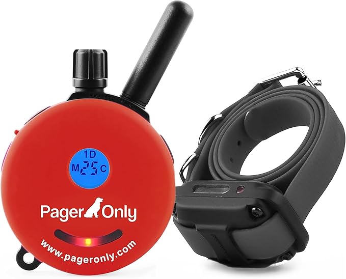 Educator 1/2 Mile Dog Training Pager Only, 100 Levels of User Selected Safe Humane Vibration or Tone, Waterproof, Odorproof Biothane Collar, Night Light, Rechargeable, Service Dog Approved, 1 Dog, Red