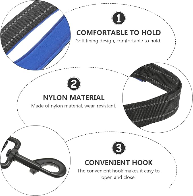 Dog Leash Rope Double-Layer Nylon Reflective Pulling Training Leash Thickened Medium Large Dogs Outdoor Walking Pet Supplies Black Blue