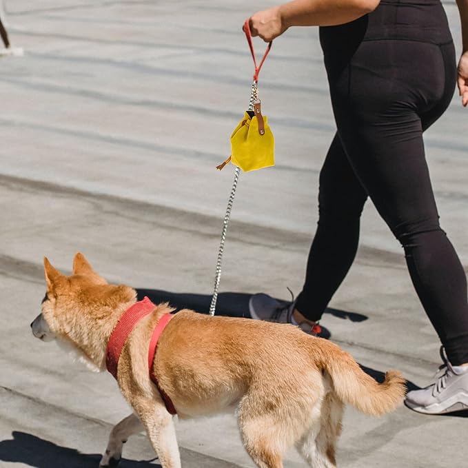 Kisangel Dog Treat Pouch Large Capacity Felt Drawstring Bag with Keychain Portable Outdoor Puppy Snack Training Food Container for Pet Supplies
